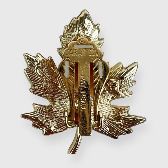Sarah Coventry Natures Choice Clip Earrings Goldtone Leaf Silvertone Edge Layer - Picture 6 of 9